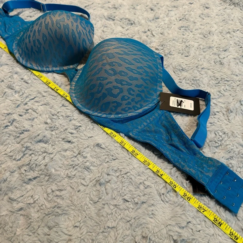 Frederick’s of Hollywood 36F Untamable Bra Bundle of 2 Blue Red Lace Plunge - Picture 8 of 12